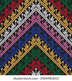 The beauty of Tai Lue (are an ethnic group, living in China, Laos, Thailand, Myanmar, and Vietnam) woven pattern in the north of Thailand, Vector about pixel pattern for making fabric or background