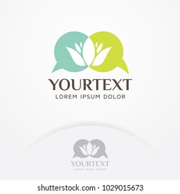 Beauty talk logo. Bubble chat with flower silhouette for salon logos, spa, treatments, massage, skin care, beauty and health consulting. Vector logo template