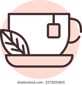 Té de belleza, ilustración o icono, vector sobre fondo blanco.