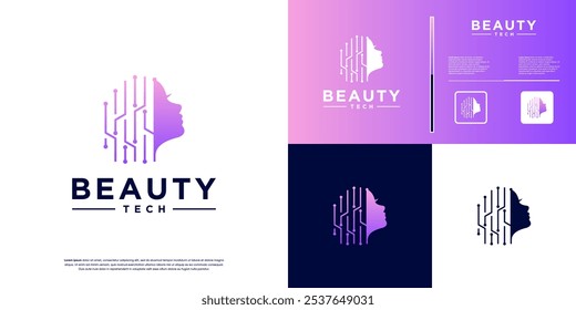 beauty technology, modern treatments, makeup, digital services, graphic design templates.