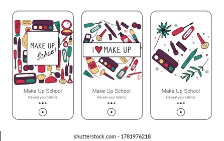 Beauty templates for social media, advertising, card, banner, print. Make up and skin care concept. Promotional designs for bloggers, shop owners, online coaches, schools, businesses. Vector