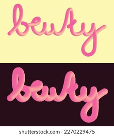 Beauty text pink fluid wave effect and hairy line