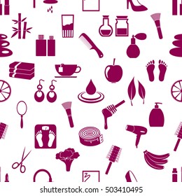 beauty theme big set of various icons seamless pattern eps10