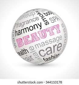 Beauty theme sphere with keywords full vector