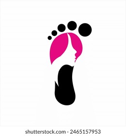 Beauty therapy logo design. Illustration of soles of feet with beautiful woman.