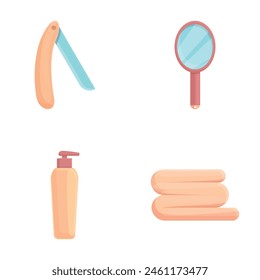 Beauty tool icons set cartoon vector. Various beauty product and equipment. Personal care