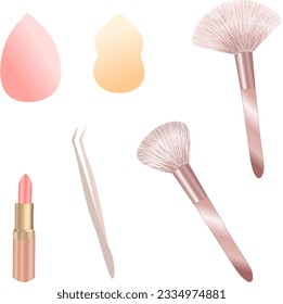 Beauty tools make up accessories  icons set
