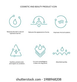 Beauty treatment, cream, mask cosmetic and beauty product icon set for web, packaging design. Vector stock illustration isolated on white background. EPS10