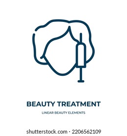 Beauty treatment icon. Linear vector illustration from linear beauty elements collection. Outline beauty treatment icon vector. Thin line symbol for use on web and mobile apps, logo, print media.