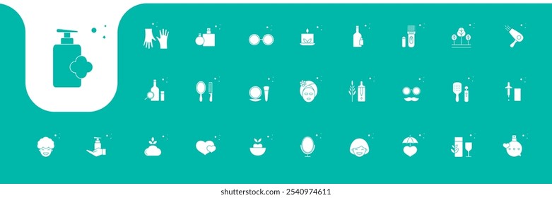 beauty treatment icons set design vector