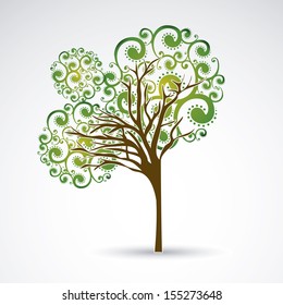 Beauty tree over gray background vector illustration