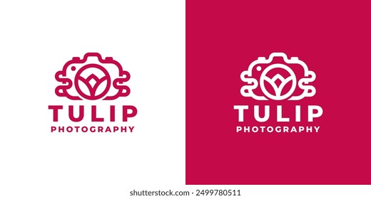 beauty tulip camera logo vector suitable for photography logo