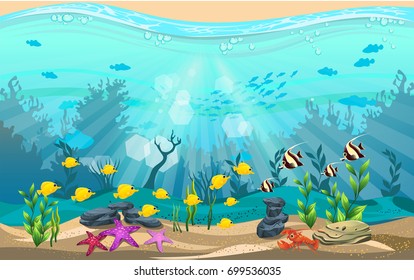 Beauty Underwater Life Different Animals Habitats Stock Vector (Royalty ...