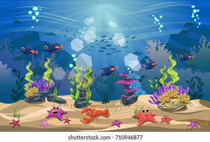 The beauty of underwater life with different animals and habitats. the beauty of coral, algae and marine fish