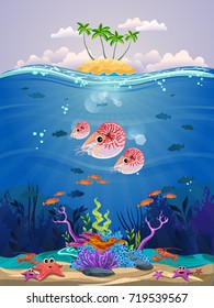 The beauty of underwater life. Marine life is shining and colorful.