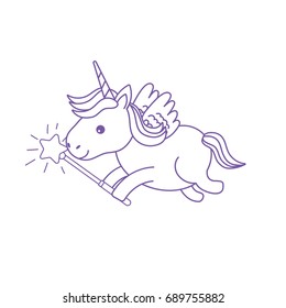 beauty unicorn with wings and magic wand