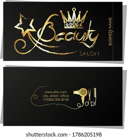 Beauty unique business golden card on black background	