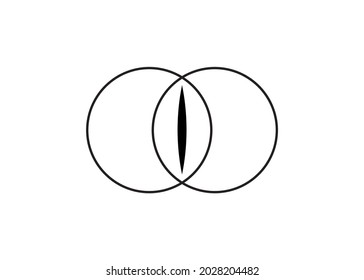 Beauty vagina concept abstract logo, sign symbol or mark, overlapping circles vector isolated or white background