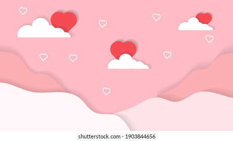 beauty valentine's day wallpaper in paper style premium Vector illustration