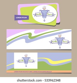 Beauty vector concept image with natural source, flower, drop. Element corporate identity, banner, poster. Logo boutique, spa salon, massage studio, cosmetic market, shop