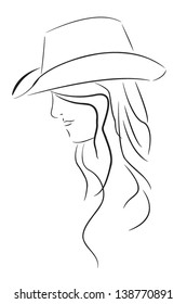 beauty vector face girl in cowboy hat