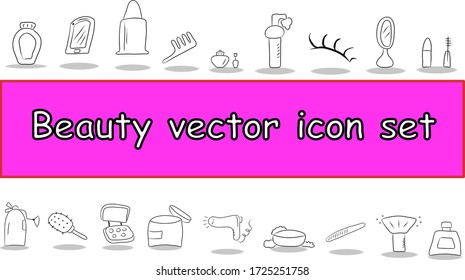 Beauty vector icon set. Thin simple collection illustration black
