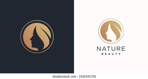 Beauty vector icon for woman with modern creative logo design Premium Vector