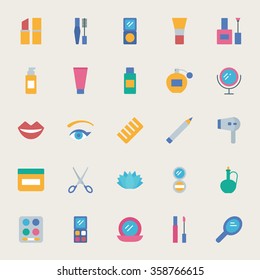 Beauty vector icons set, flat style