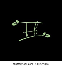 Beauty vector Initial letters F B with leaf. Signature, handwriting, fashion, boutique, wedding, jewelry, botanical , floral logo creative Vector logo Design template