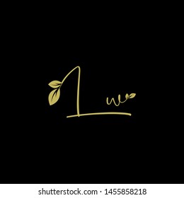 Beauty vector Initial letters L W with leaf. Signature, handwriting, fashion, boutique, wedding, jewelry, botanical , floral logo creative Vector logo Design template
