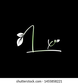 Beauty vector Initial letters L X with leaf. Signature, handwriting, fashion, boutique, wedding, jewelry, botanical , floral logo creative Vector logo Design template