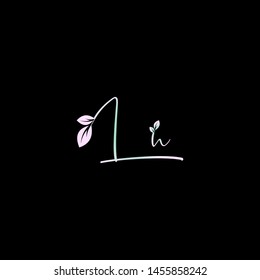 Beauty vector Initial letters L N with leaf. Signature, handwriting, fashion, boutique, wedding, jewelry, botanical , floral logo creative Vector logo Design template