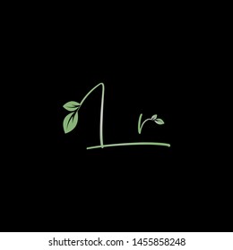 Beauty vector Initial letters L R with leaf. Signature, handwriting, fashion, boutique, wedding, jewelry, botanical , floral logo creative Vector logo Design template