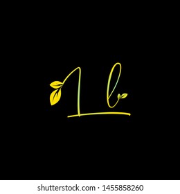 Beauty vector Initial letters L L with leaf. Signature, handwriting, fashion, boutique, wedding, jewelry, botanical , floral logo creative Vector logo Design template