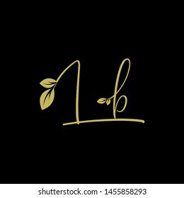 Beauty vector Initial letters L B with leaf. Signature, handwriting, fashion, boutique, wedding, jewelry, botanical , floral logo creative Vector logo Design template