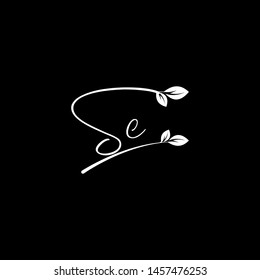 Beauty vector Initial letters S C with leaf. Signature, handwriting, fashion, boutique, wedding, jewelry, botanical , floral logo creative Vector logo Design template