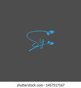 Beauty vector Initial letters S Y with leaf. Signature, handwriting, fashion, boutique, wedding, jewelry, botanical , floral logo creative Vector logo Design template