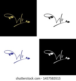 Beauty vector Initial letters W R with leaf. Signature, handwriting, fashion, boutique, wedding, jewelry, botanical , floral logo creative Vector logo Design template