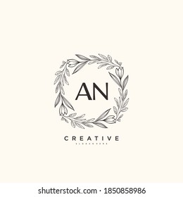 AN Beauty vector initial logo art, handwriting logo of initial signature, wedding, fashion, jewelry, boutique, floral and botanical with creative template for any company or business.