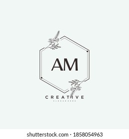 AM Beauty vector initial logo art, handwriting logo of initial signature, wedding, fashion, jewerly, boutique, floral and botanical with creative template for any company or business.