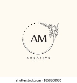 AM Beauty Vektor Initial Logo Kunst, Handschrift Logo der ersten Signatur, Hochzeit, Mode, Jewerly, Boutique, Blumen und botanisch mit kreativen Vorlage für jedes Unternehmen oder Unternehmen.