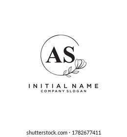 AS Beauty vector logotipo inicial, logotipo de escritura a mano de firma inicial, boda, moda, joyas, boutique, floral y botánica con plantilla creativa para cualquier empresa o negocio.
