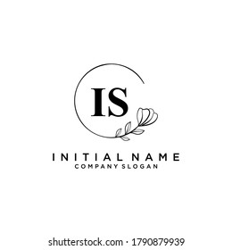 IS Beauty vector initial logo, handwriting logo of initial signature, wedding, jewelry or fashion boutique, floral botanical with creative template for any company or business.