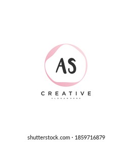 AS Beauty vector initial logo, handwriting logo art design of initial signature, wedding, fashion, jewerly, boutique, floral and botanical with creative template for any company or business.