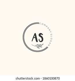AS Beauty Vektor Logo-Erstlogo, handschriftlich Logo-Design der ersten Signatur, Hochzeit, Mode, Jewerly, Boutique, Blumen und botanisch mit kreativen Vorlage für jedes Unternehmen oder Unternehmen.