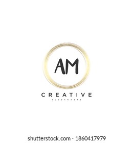 AM Beauty vector initial logo, handwriting logo art design of initial signature, wedding, fashion, jewerly, boutique, floral and botanical with creative template for any company or business.