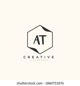 AT Beauty vector logotipo inicial, diseño de arte del logotipo de escritura a mano de firma inicial, boda, moda, joyas, boutique, floral y botánica con plantilla creativa para cualquier empresa o negocio.
