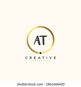 AT Beauty vector initial logo, handwriting logo art design of initial signature, wedding, fashion, jewerly, boutique, floral and botanical with creative template for any company or business.