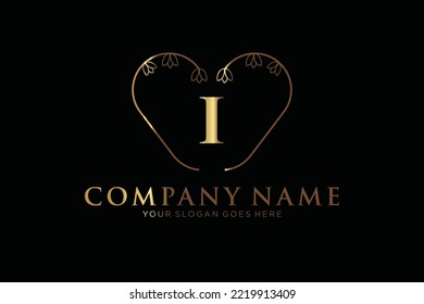 I Beauty vector initial logo, handwriting logo of initial signature, wedding, fashion, jewerly, boutique, floral and botanical with creative template for any company or business.