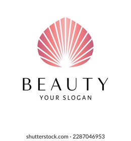 Beauty vector logo design. Seashell flat logotype. Beauty industry and cosmetics logo template.
